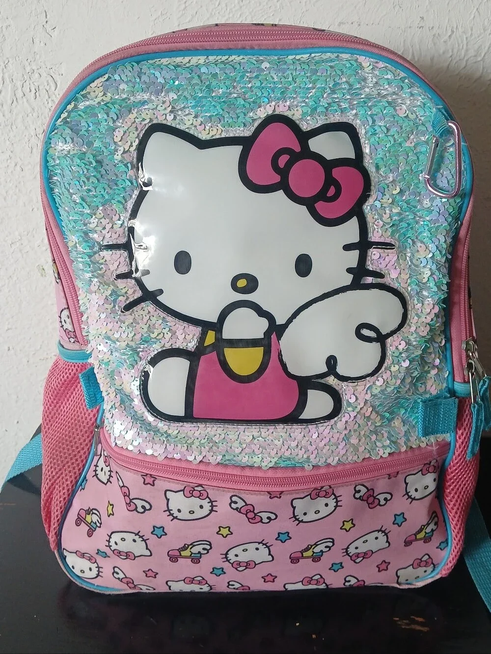 Hello Kitty Pink & Turquoise Kids Backpack with Lunch Bag & Pencil Bag